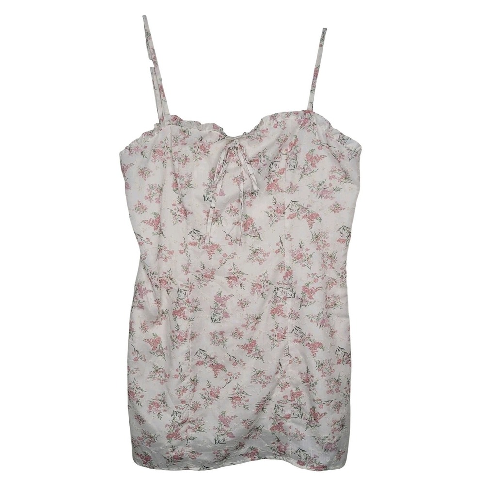 Emory Park Floral‎ Strappy Sundress Beige Pink Women's Sz Large Coquette Cottage